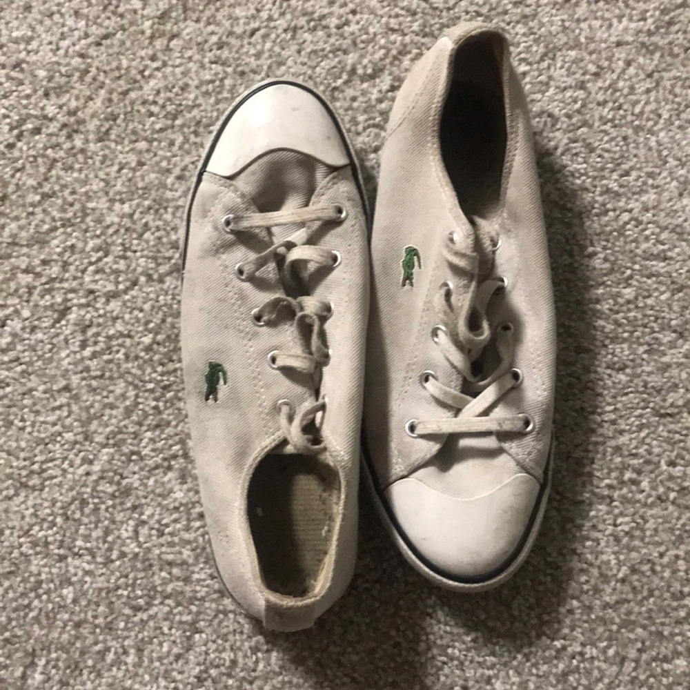 Size 9 Lacoste white shoes